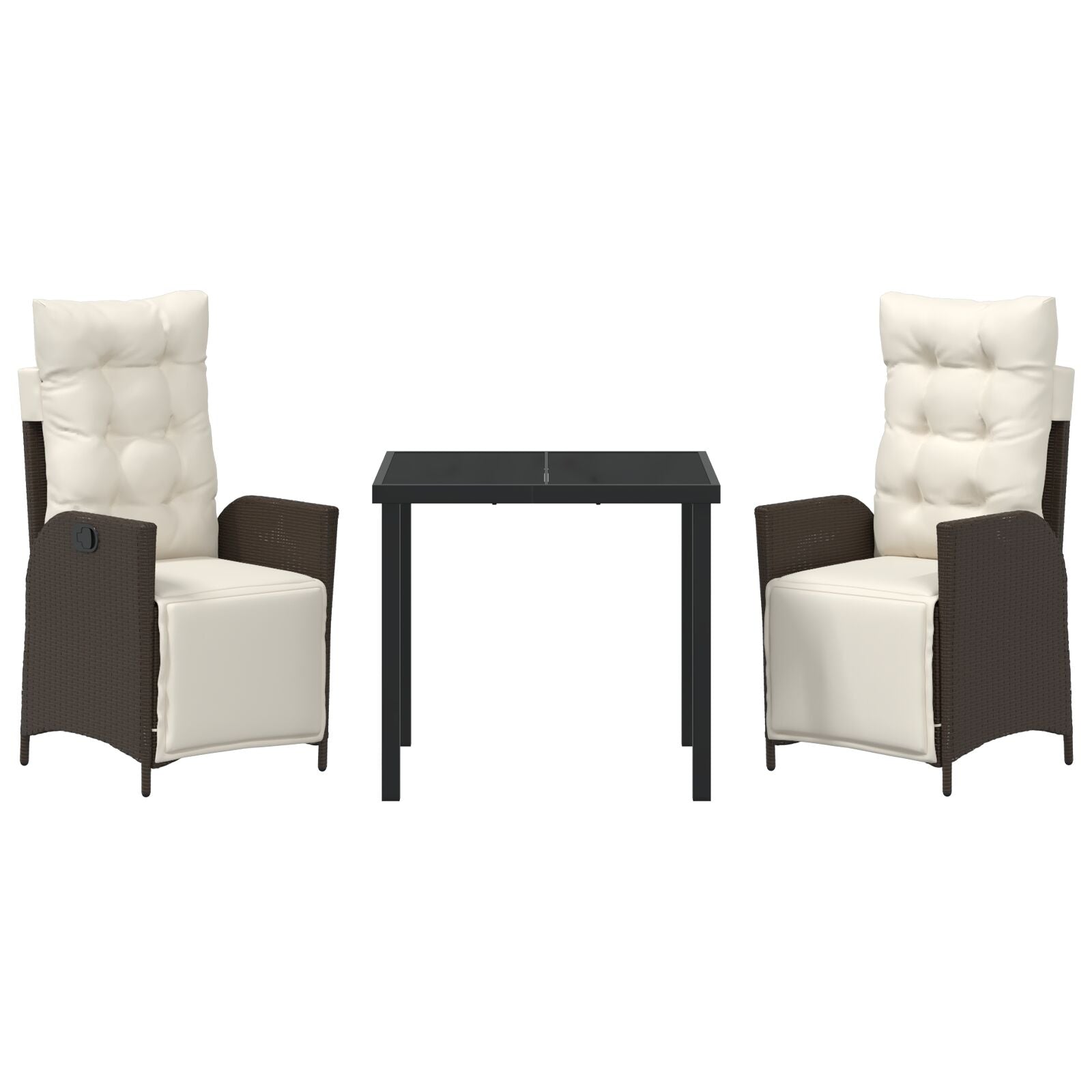 3-Delige Tuin Eetset Bruin Poly Rattan