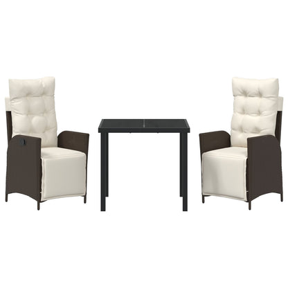 3-Delige Tuin Eetset Bruin Poly Rattan