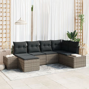Tuinset poly rattan 6-delig grijs
