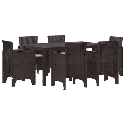7 Delige Tuin Eettafel Set Met Kussens Bruin Poly Rattan