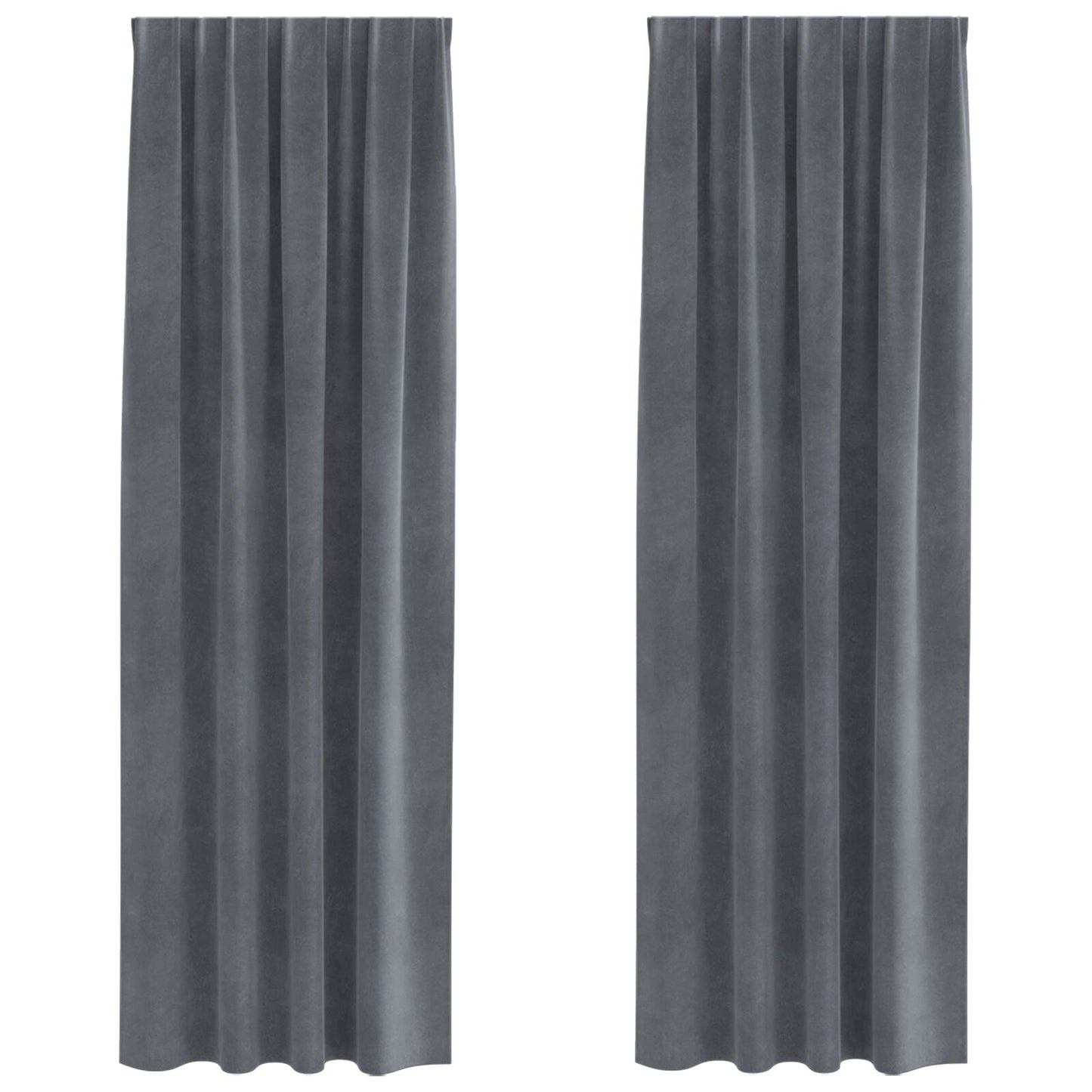 Zwart-Out Gordijnen Met Bovenband 2 Stuks Super Velours Lichtgrijs 140 x 260 cm met ingenaaide band