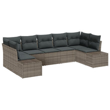 7-Delige Tuinbank Set Met Kussens Grijs Poly Rattan