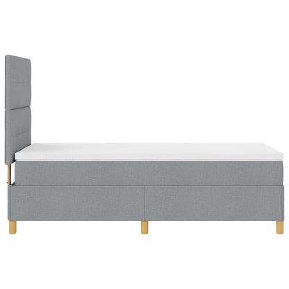 Boxspringbed Met Matras Lichtgrijs Eenpersoons Stof Blauw