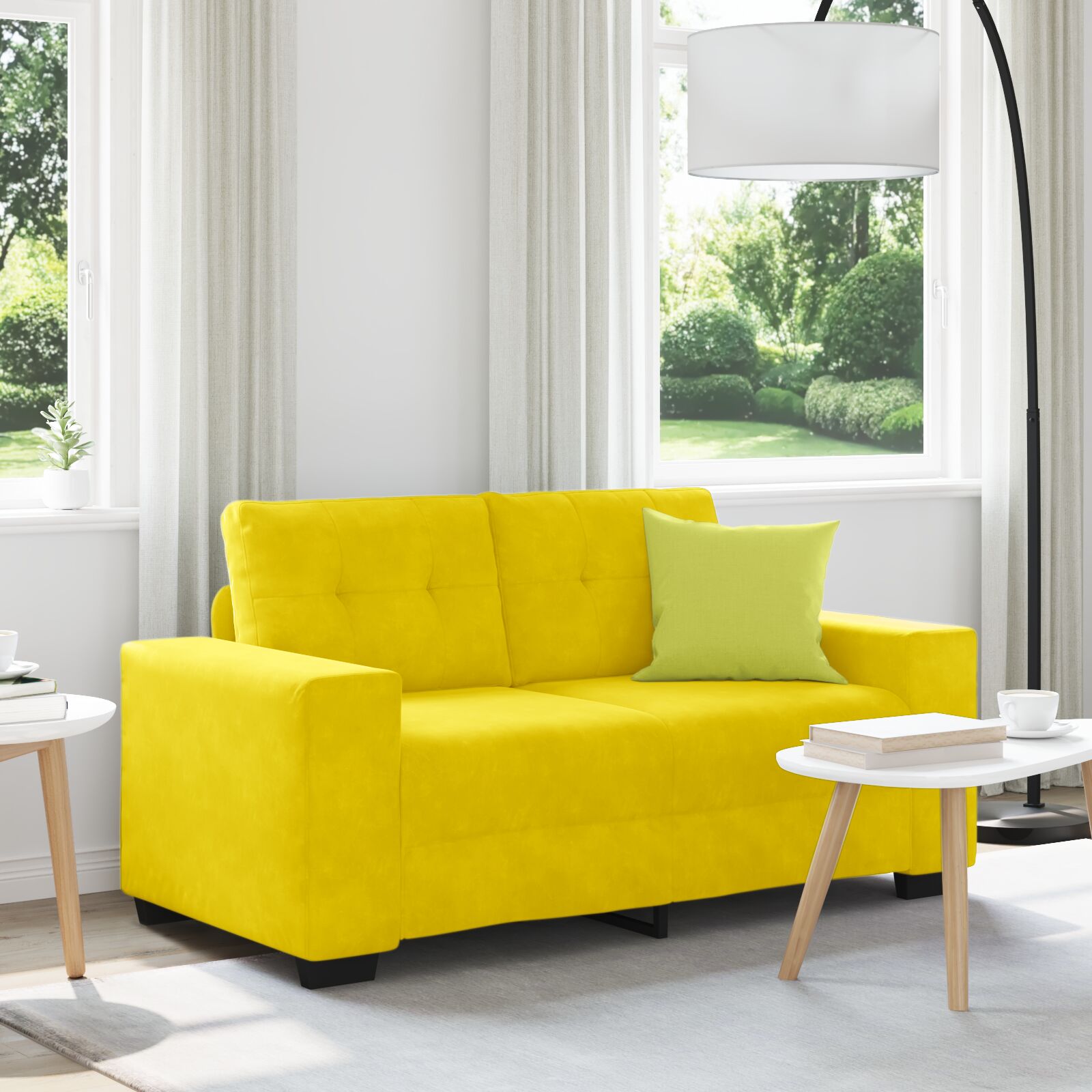 Loveseat Sofa Velours Geel Fluweel 120 cm