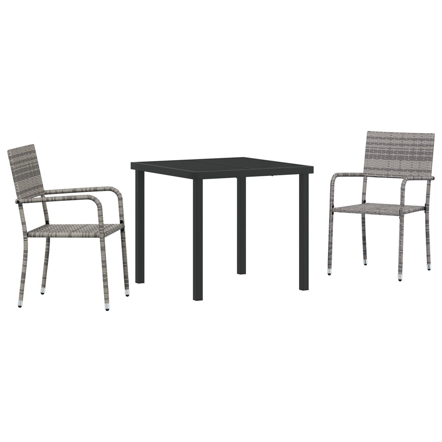 3 Piece Tuindining Set Grijs Poly Rattan