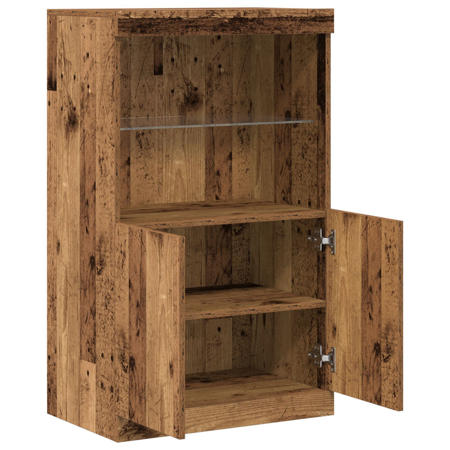 Dressoir Met Led-Verlichting Oud Hout 60X37X100 Cm Oude hout