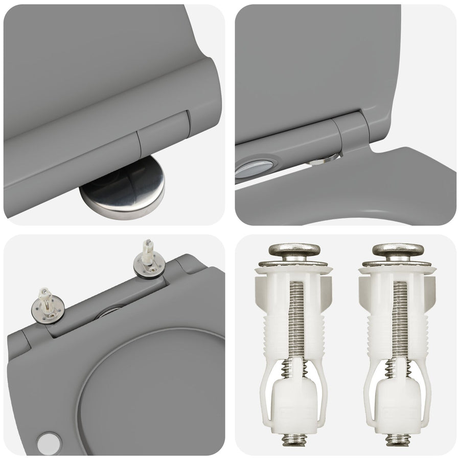Snelle Release Toiletbril Met Zachte Sluiting Duroplast Grijs