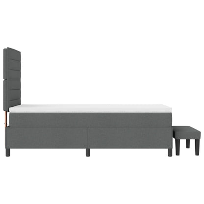 Boxspringbed Met Matras & Bank Stof Donkergrijs 90 x 200 cm Lijnen ontwerp