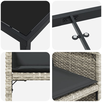 5 Delige Tuin Eetset Met Kussens Lichtgrijs Poly Rattan