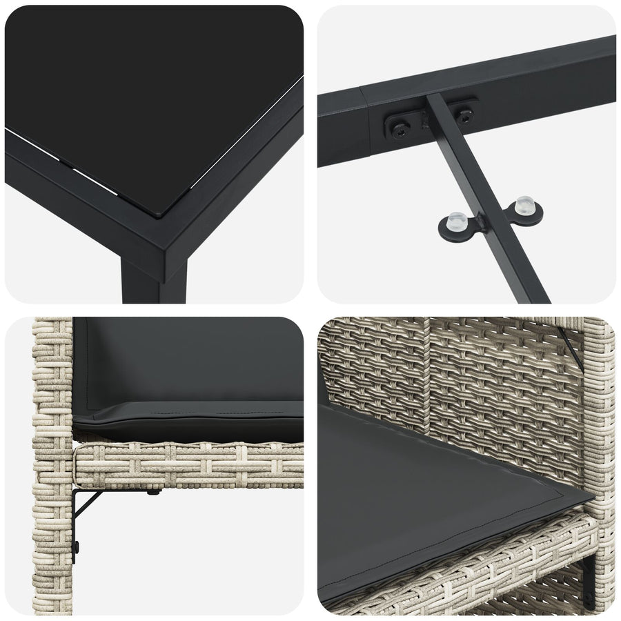 5 Delige Tuin Eetset Met Kussens Lichtgrijs Poly Rattan