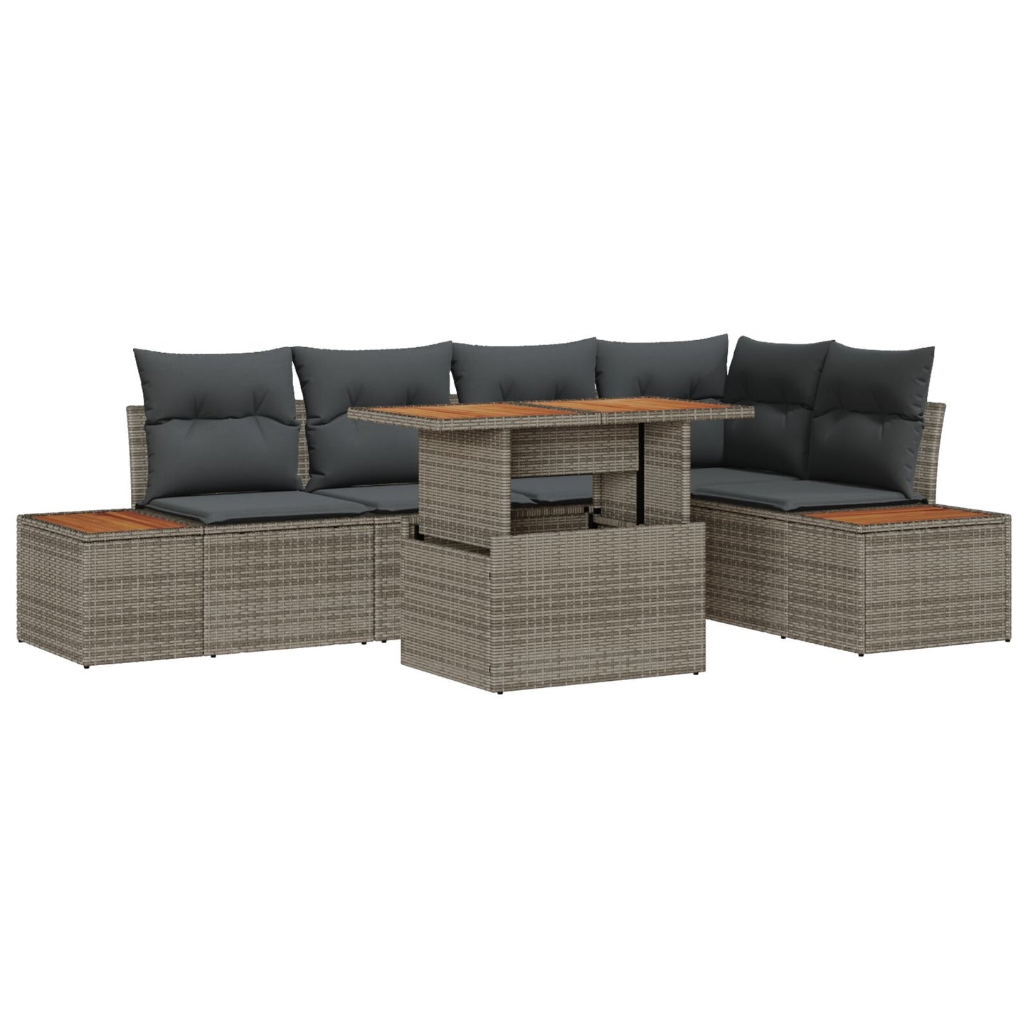 Tuin Sofa Set Set Van 6 Grijs Poly Rattan Tuin Eetset
