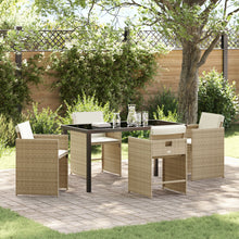 5-Delig Tuin Eet Set Met Kussens Beige Poly Rattan