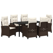 7-Persoons Tuinset Met Kussens Bruin Poly Rattan