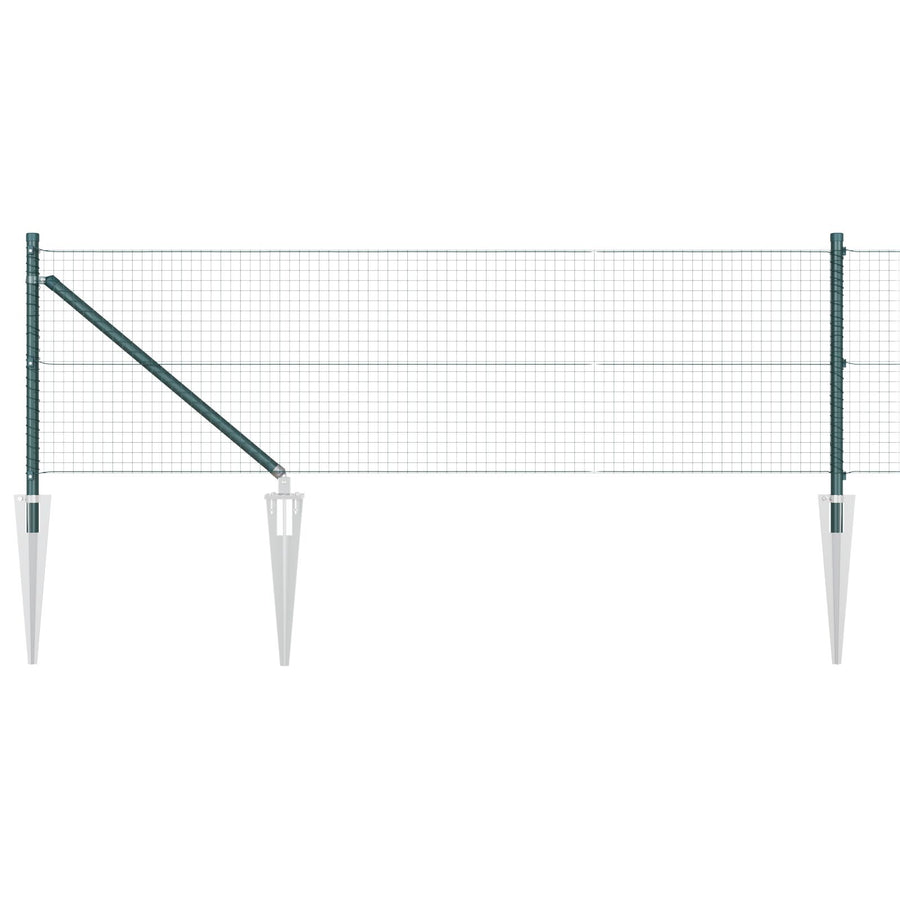 Gelaste Draadomheining Met 7 Spike-Palen Groen 0.4X10 M Staal Gegalvaniseerd Staal