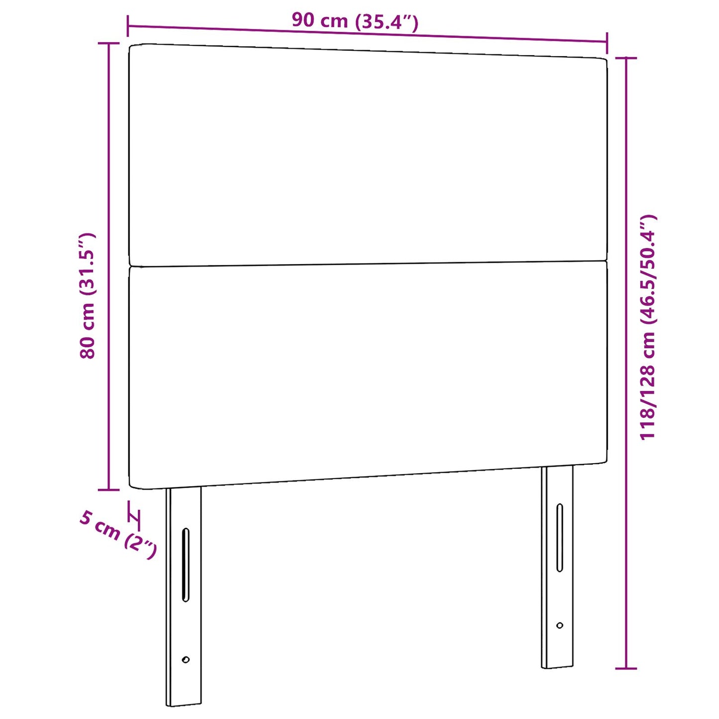 Hoofdbord Eenvoudig Ontwerp Corduroy Stof Crème 90 cm Hoog hoofdbord