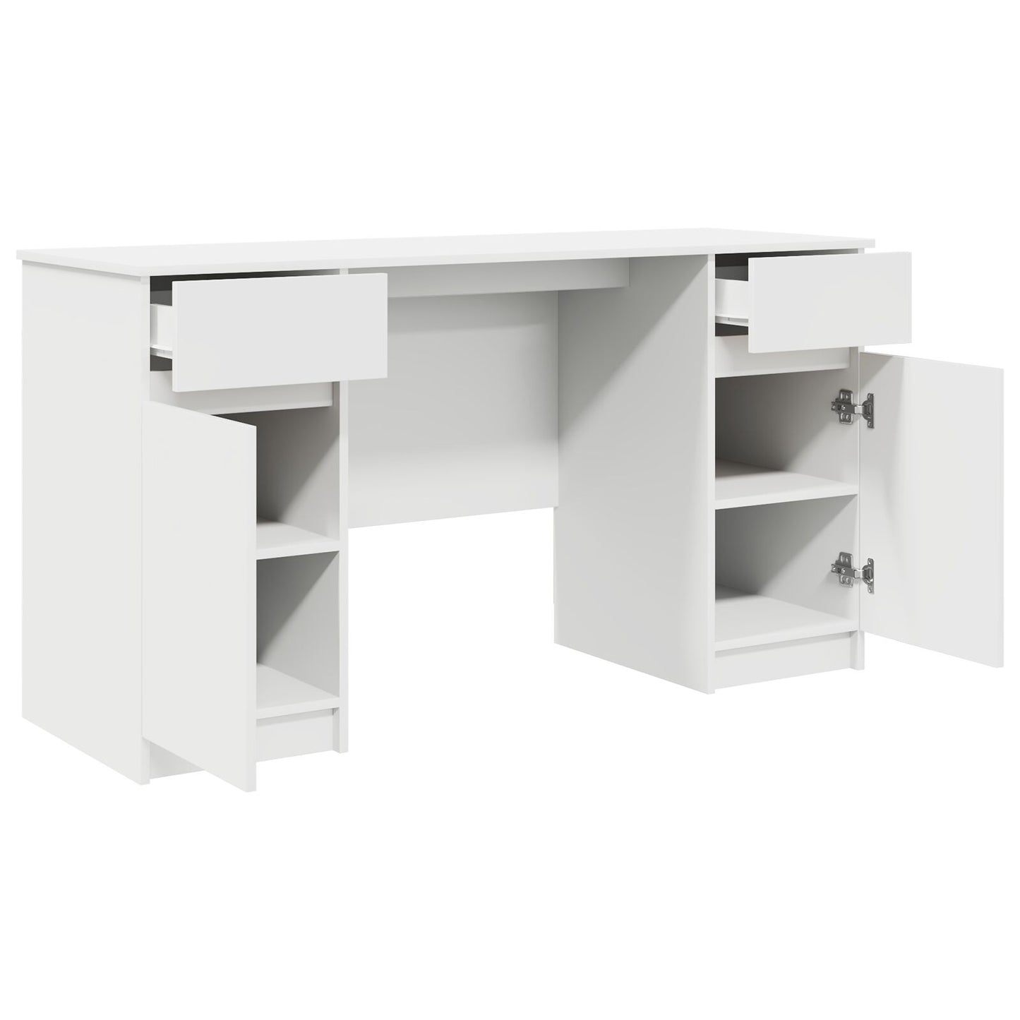 Bureau Wit 140X49X76 Cm Bewerkt Hout