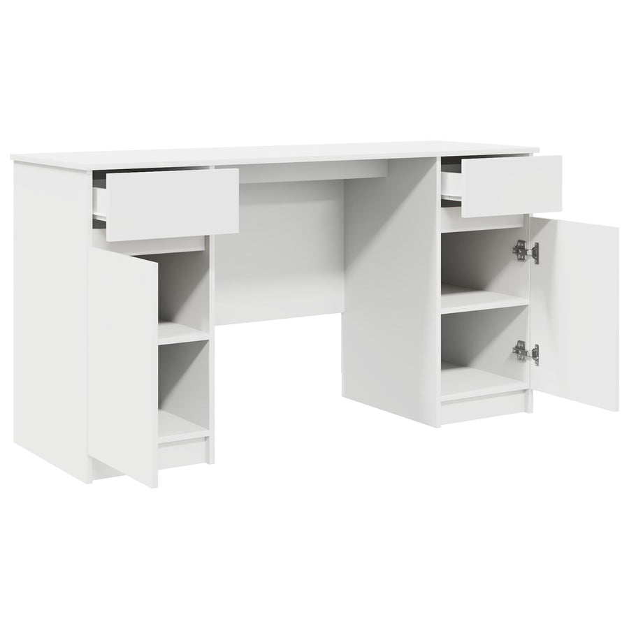 Bureau Wit 140X49X76 Cm Bewerkt Hout