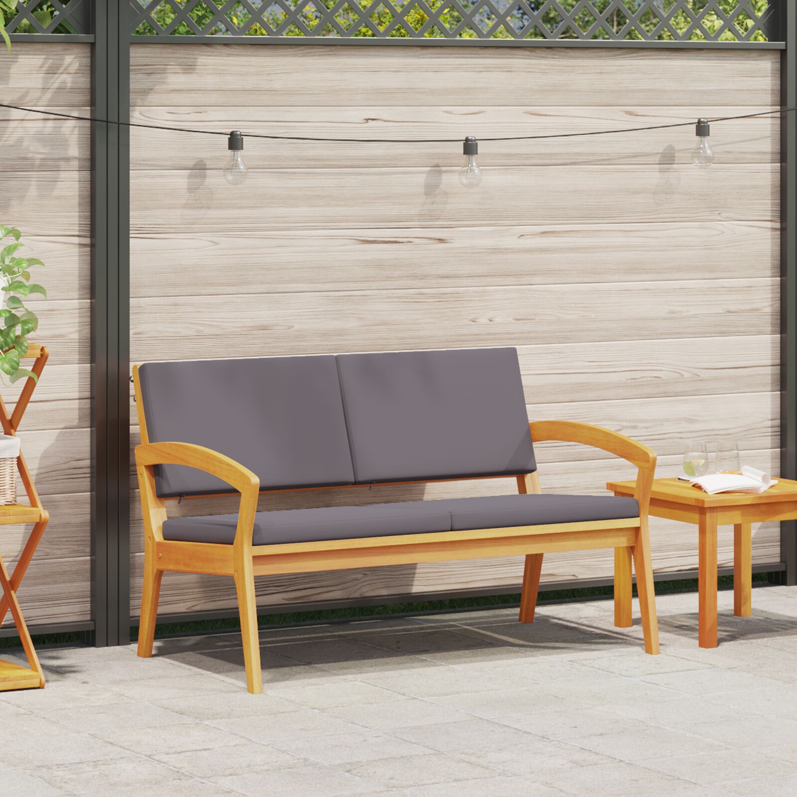 Tuin Met Kussens 115X70X72 Cm Massief Acaciahout Anthraciet Bank