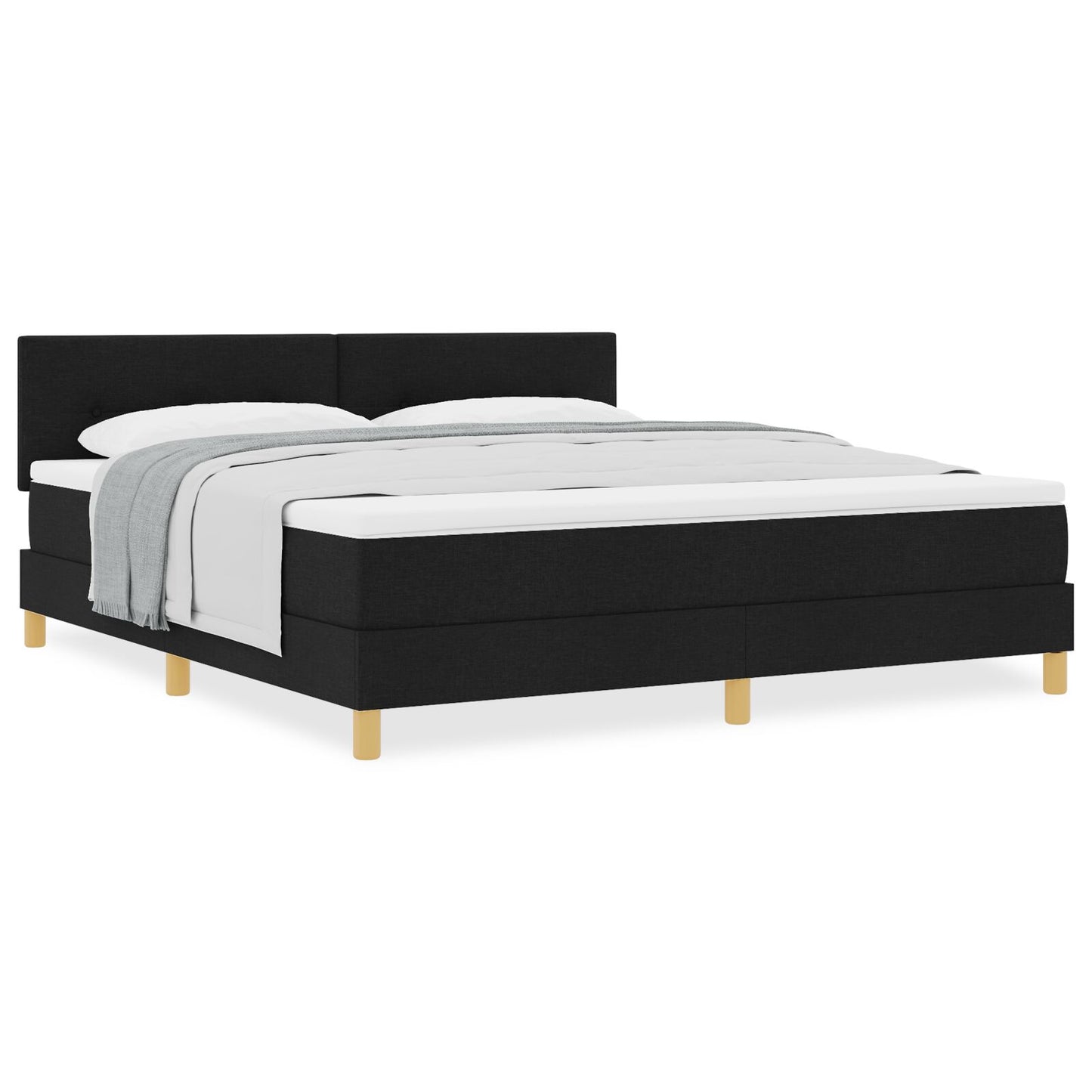 Boxspring Bed Met Matras Stof Zwart 180 x 200 cm Met knopen