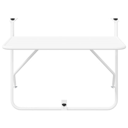 Hangende Balkon Tafel Opvouwbaar 60X40 Cm Staal Wit Lattenontwerp