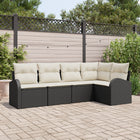 Loungeset 5 personen zwart polyrattan