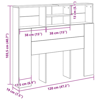 Hoofdbord Kast Zwart Eiken 120X19X103,5 Cm Bewerkt Hout