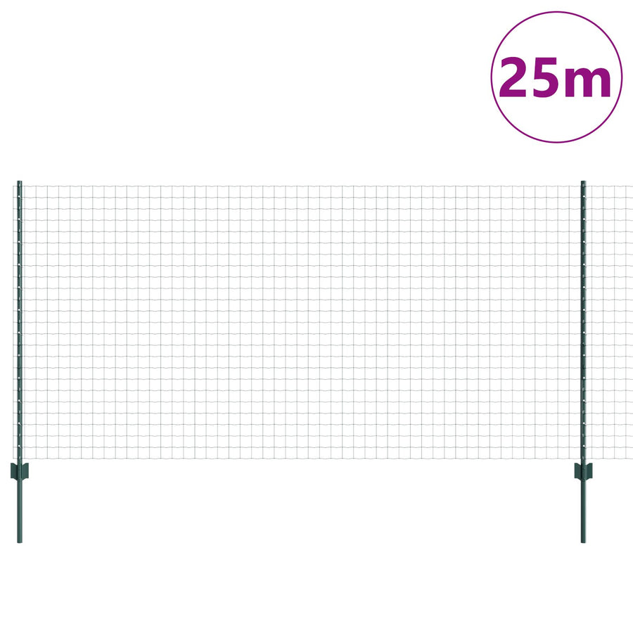 Euro Omheining Set Van 2 Groen Gepoedercoat Staal 25 X 1.2 M