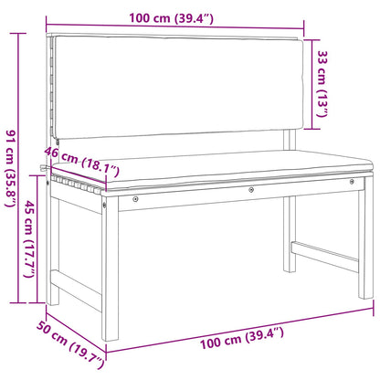 3-Delige Tuin Bistro Set Met Kussens Van Massief Acaciahout Anthraciet Tafel + 2x bank
