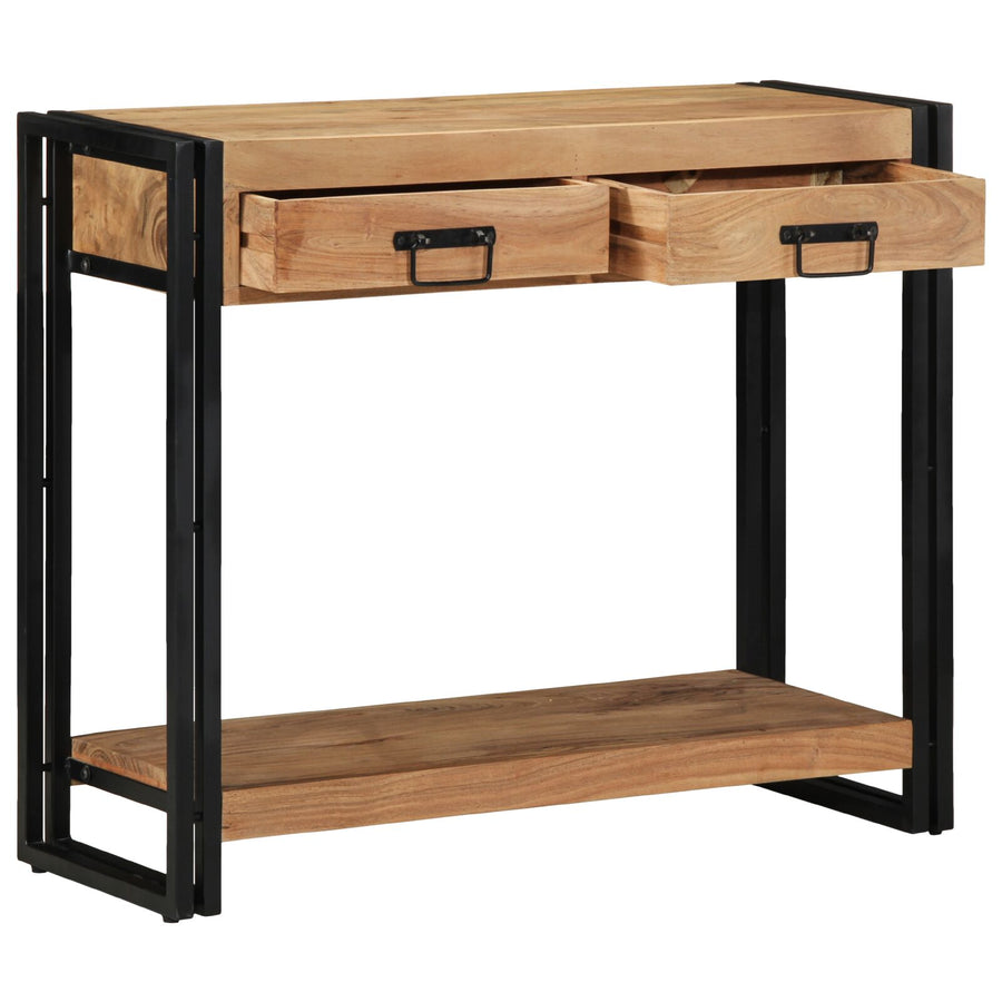 Consoletafel Zwart 90X33X75 Cm En Metaal 90 cm Massief acaciahout