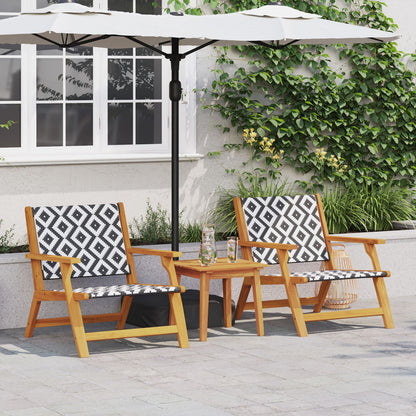 Tuinstoelen Met Tafel 3-Delige Set Zwart En Wit Massief Acaciahout Zwart-wit 2x stoel + tafel