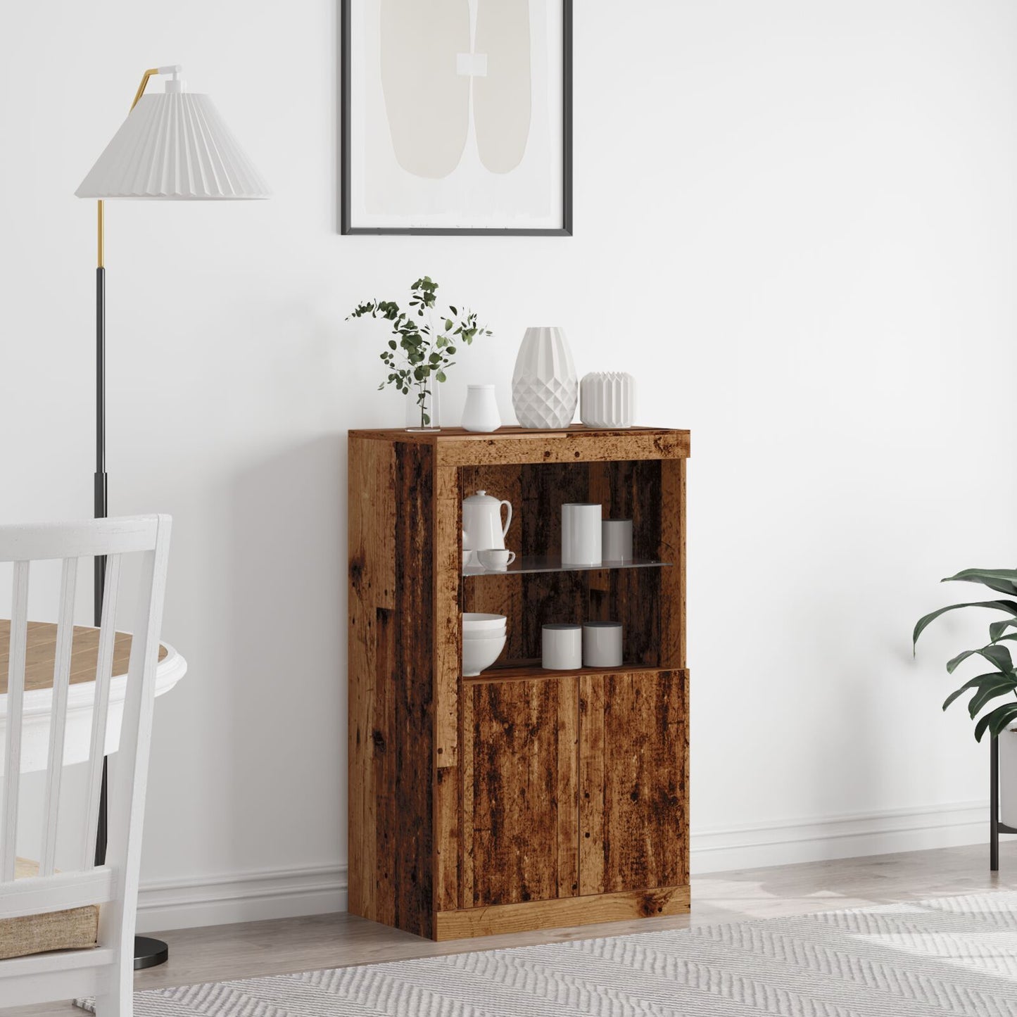 Dressoir Met Led Verlichting 60,5X37X100 Cm Oud hout