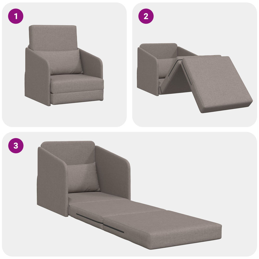 Vloer Sofa Bed 2-In-1 65X80X83 Cm Stoffering Taupe