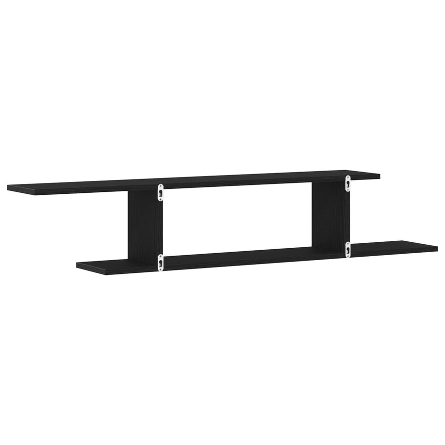 Wandplank Voor Tv Zwart Eiken 125X18X23 Cm Bewerkt Hout