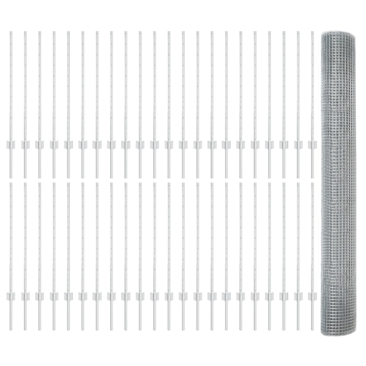 Gegolfd Draadhek Met 88 U-Posts Zilver 1X100 M Staal