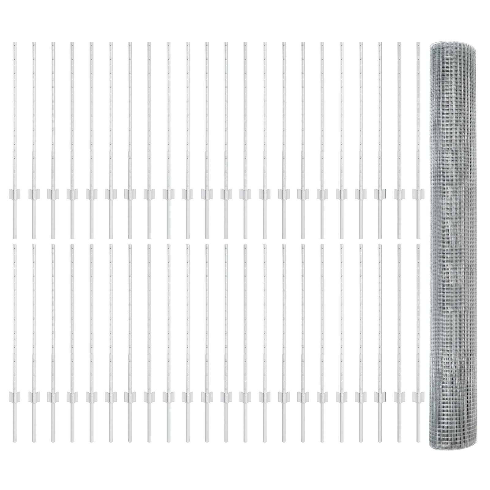 Gegolfd Draadhek Met 88 U-Posts Zilver 1X100 M Staal
