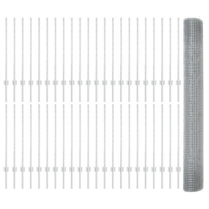 Gegolfd Draadhek Met 88 U-Posts Zilver 1X100 M Staal