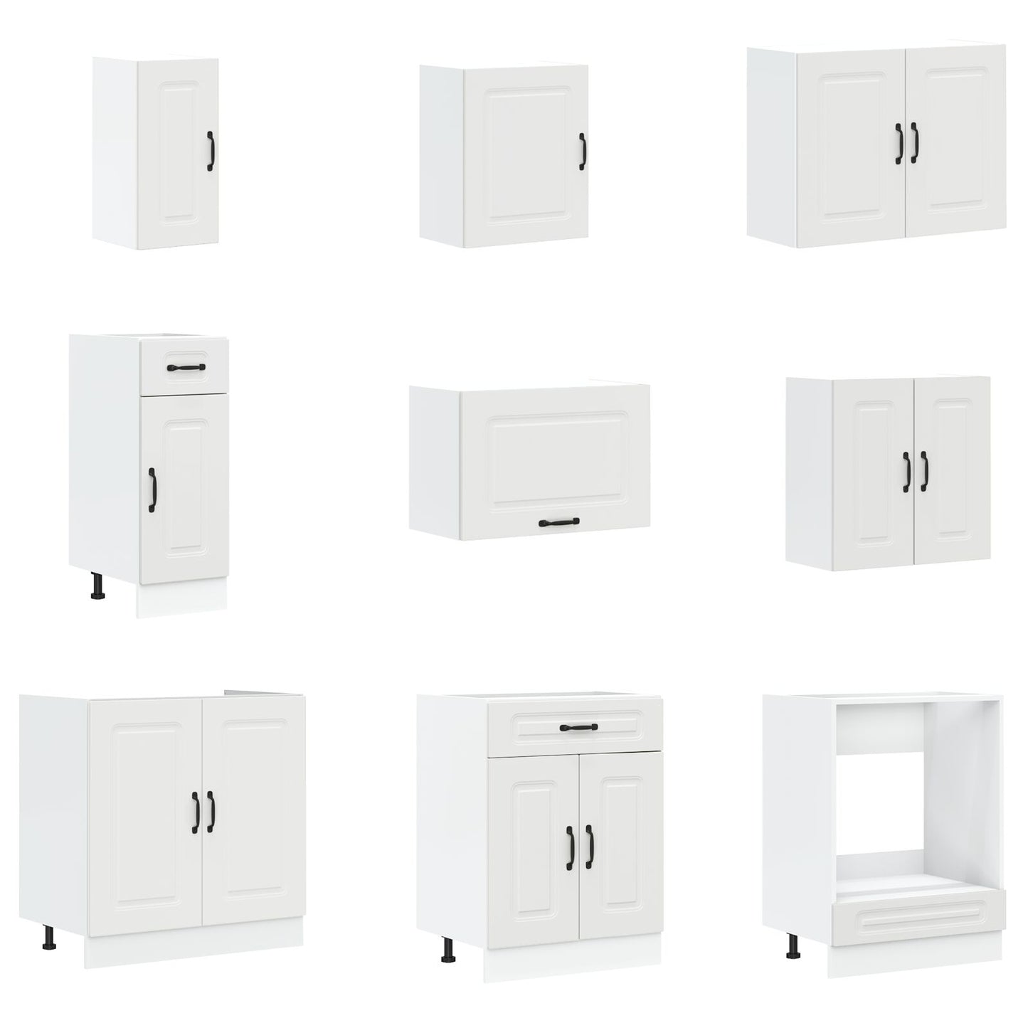 Keuken Cabinet ""Kalmar"" Met Dubbele Wastafels Bewerkt Hout Wit