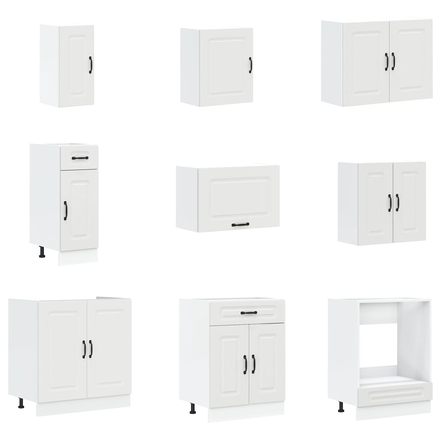 Keuken Cabinet ""Kalmar"" Met Dubbele Wastafels Bewerkt Hout Wit