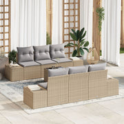 Loungeset polyrattan 7-delig beige grijs