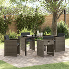 Garden dining set with cushion 5 pcs Grey poly rattan