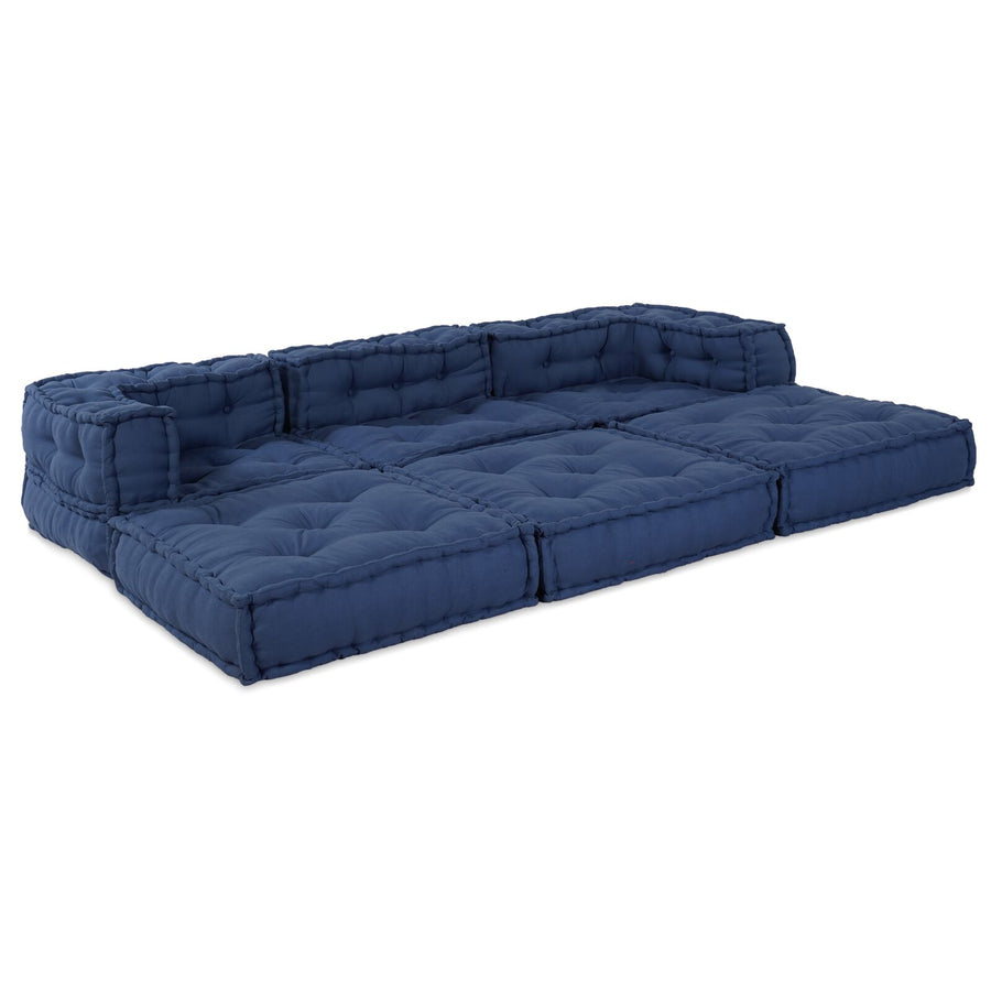 Modulaire Poefs 3 Stuks Stof Indigo 70 x 70 x 54 cm Midden + 2x hoek