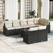 Loungeset poly rattan 8 personen zwart