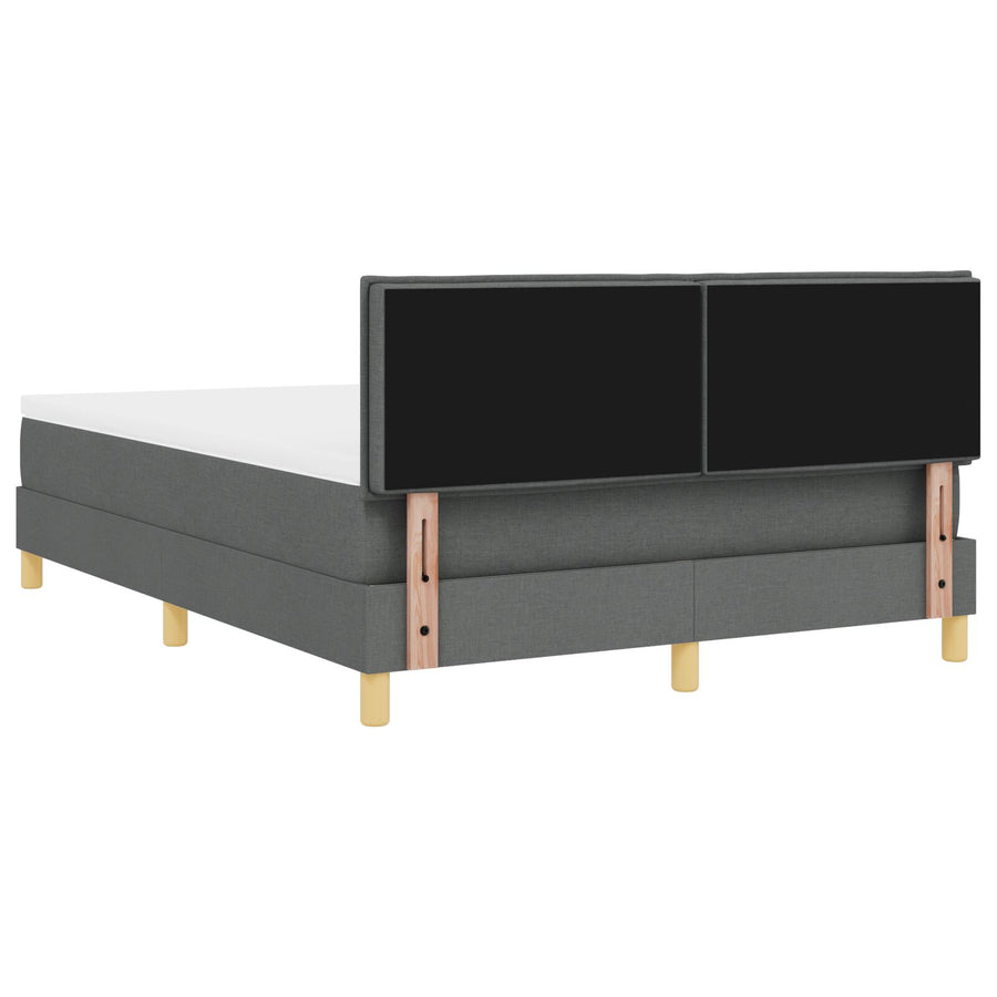 Boxspringbed Met Matras Stof Donkergrijs 160 x 200 cm Knoop-geplooid