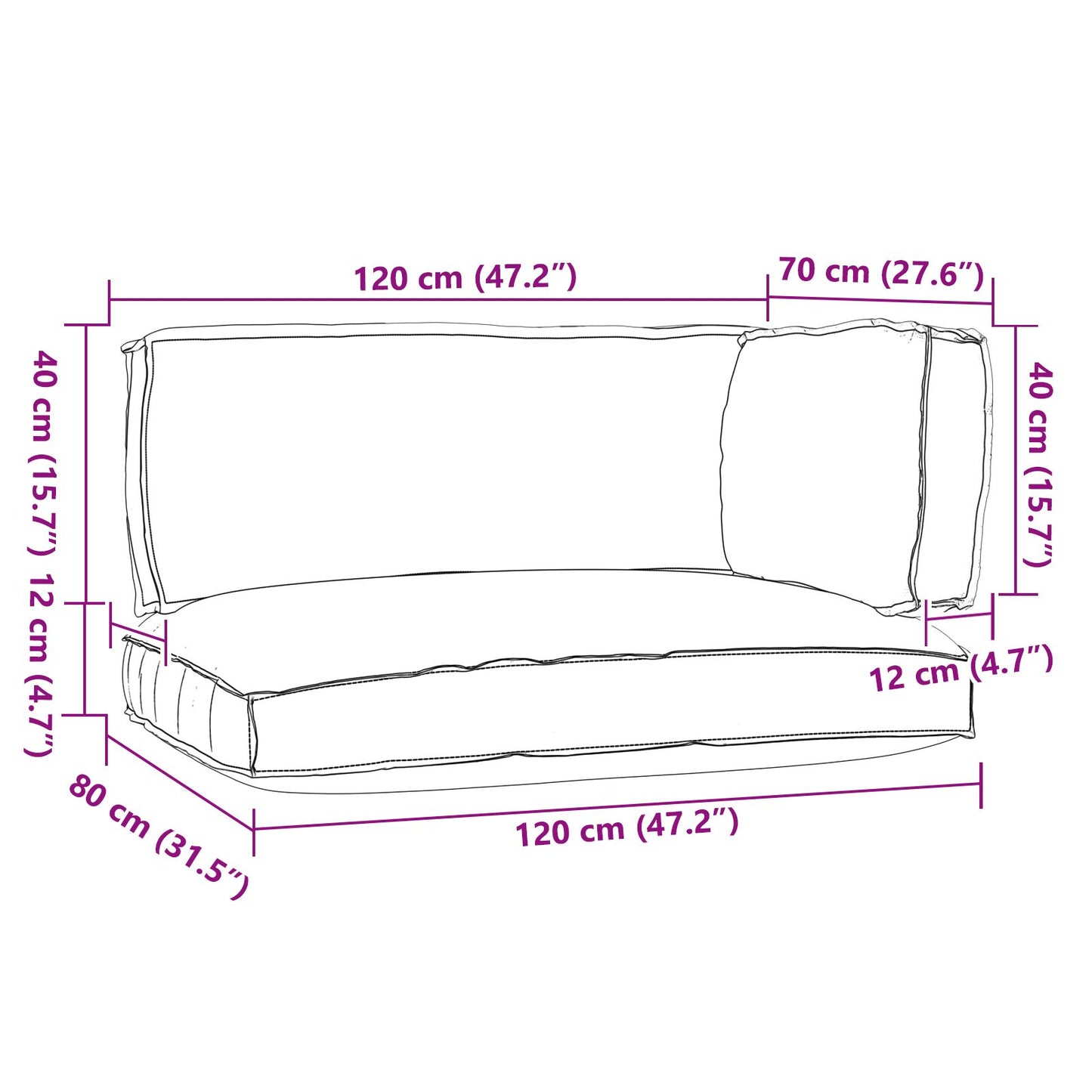 Pallet Kussen Set Set Van 3 Crème Polyester Groot