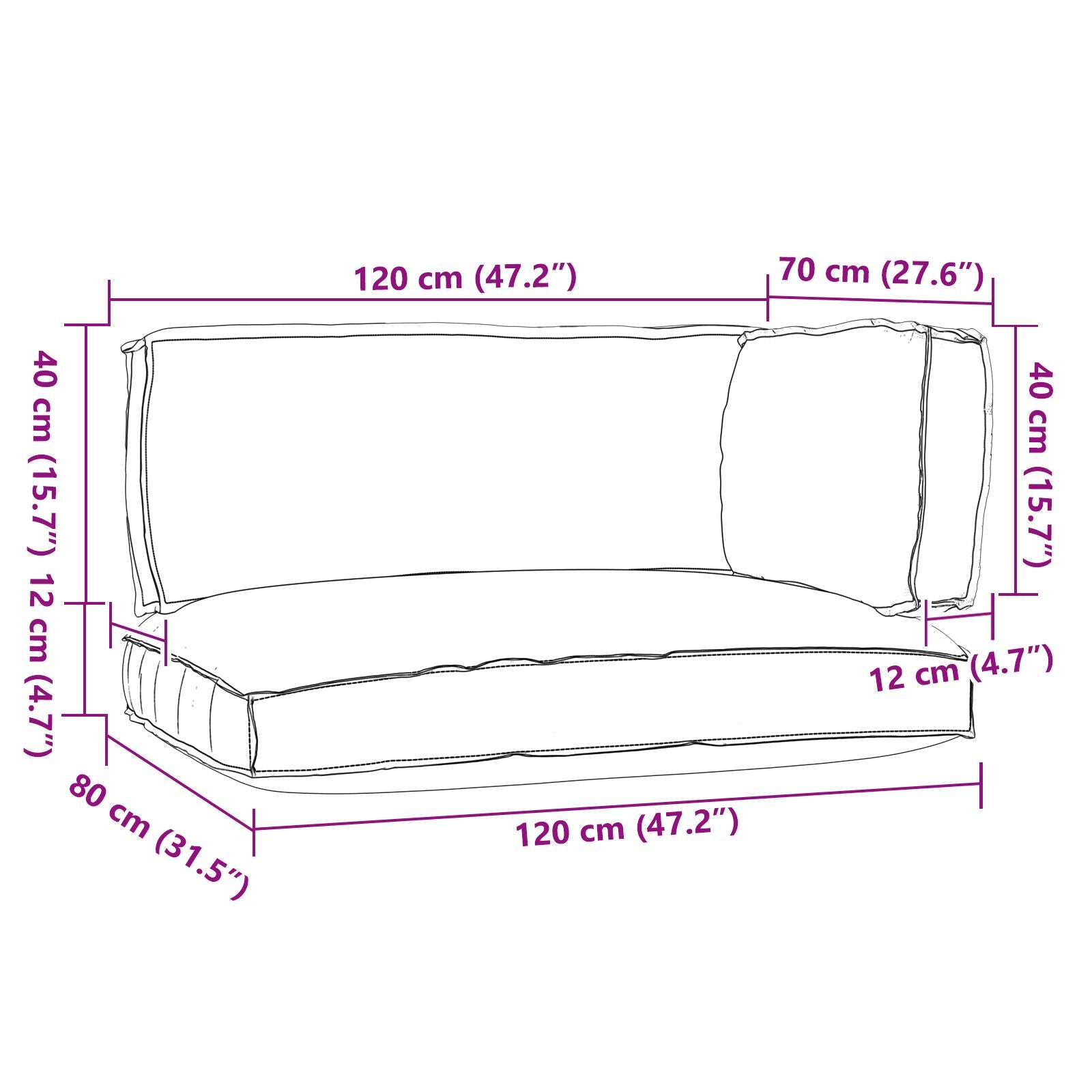 Pallet Kussen Set Set Van 3 Crème Polyester Groot