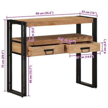 Console Tafel Zwart En Metaal 90 x 33 x 75 cm Massief acaciahout