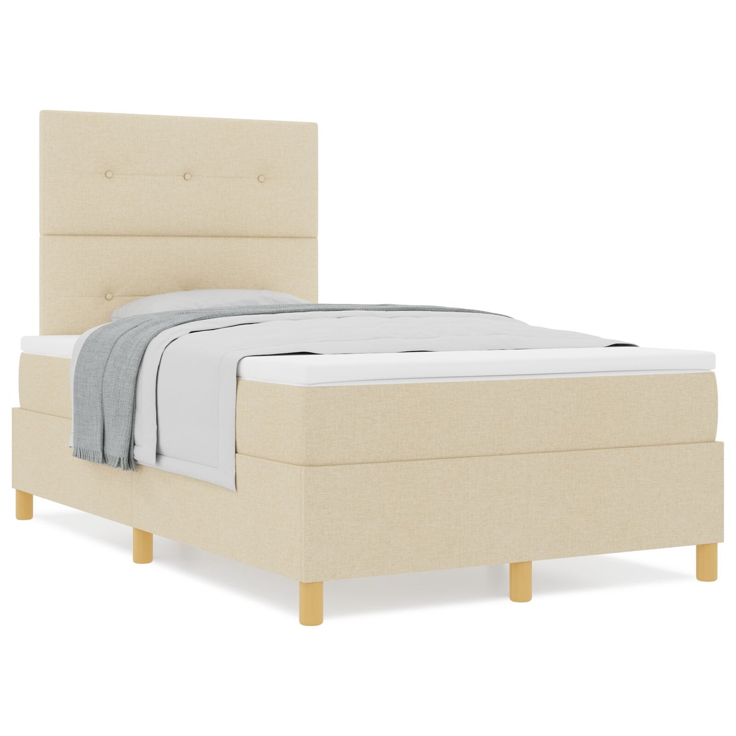 Boxspringbed Met Matras Crème 120X200 Cm Stof Blauw