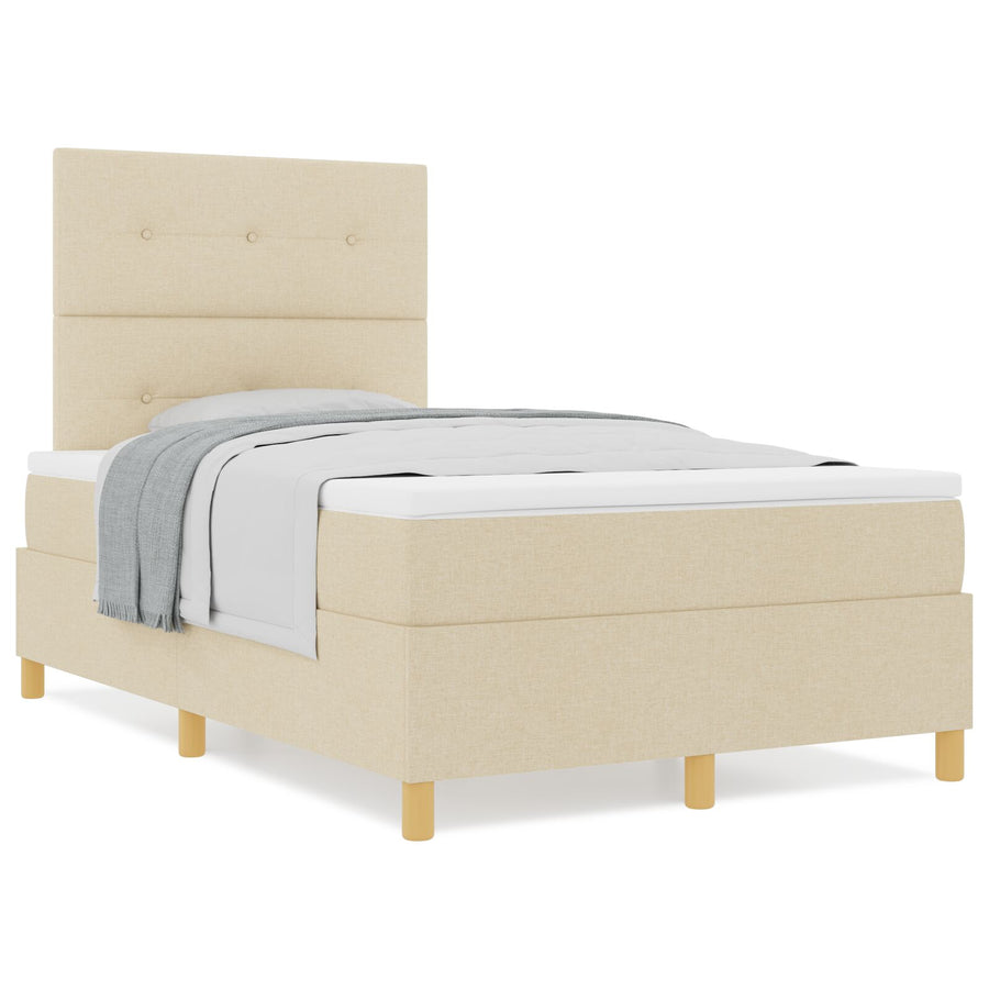 Boxspringbed Met Matras Crème 120X200 Cm Stof Blauw