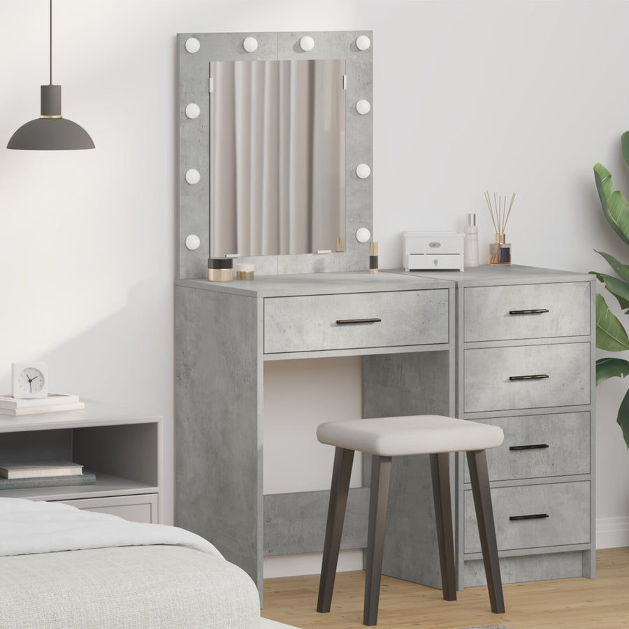Make-Up Tafel Met Led Lichten In , Beton grijs 50 x 41 x 135 cm