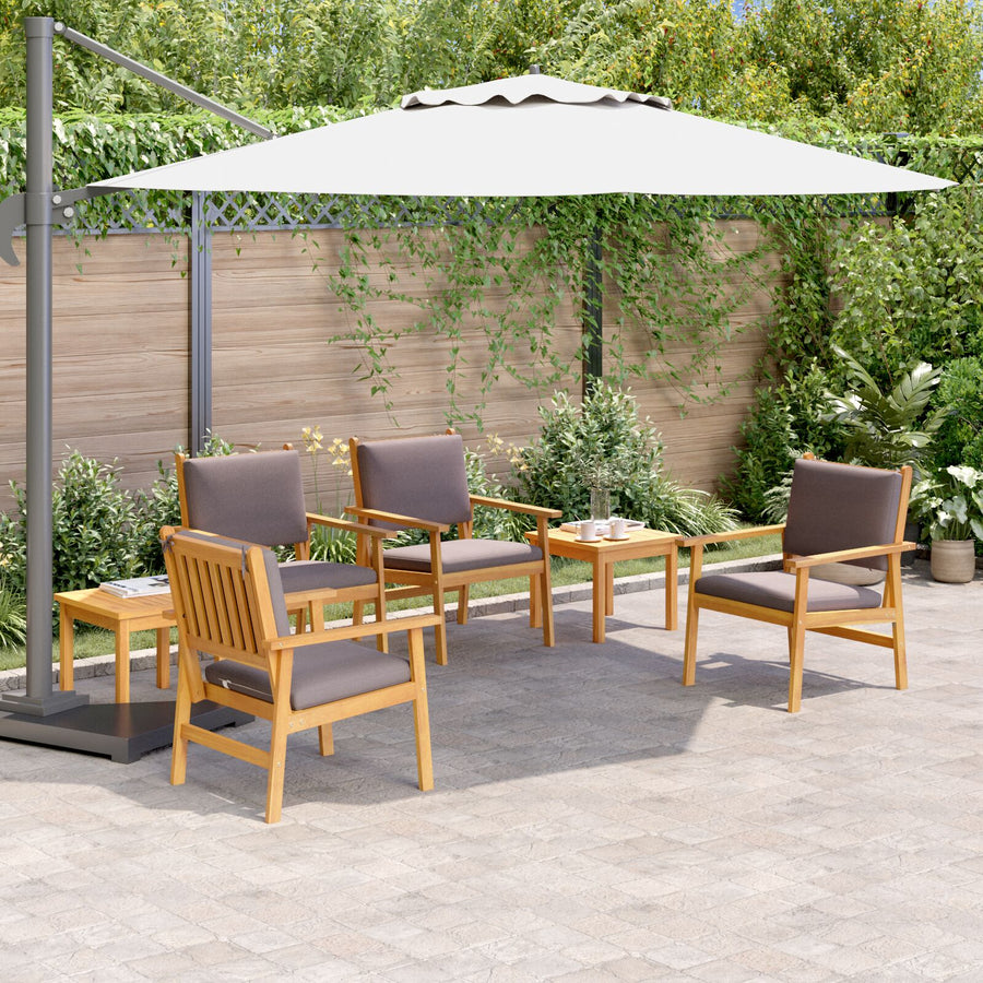 6-Delige Tuin Eetset Met Kussens Van Massief Acaciahout 2x tafel + 4x stoel Antraciet